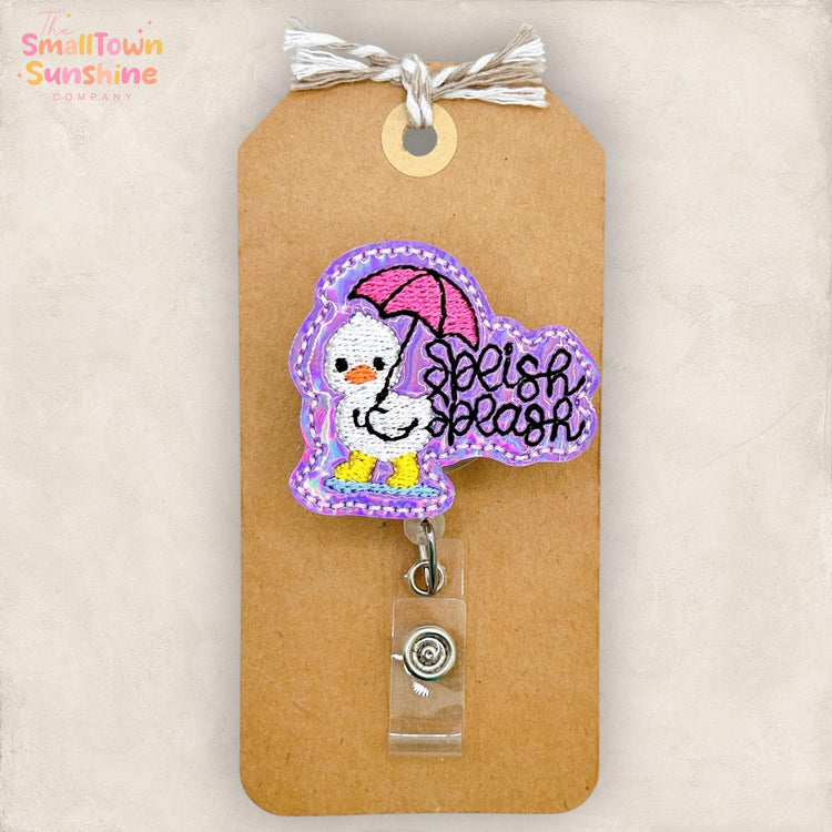Splish Splash Goose Retractable Badge Reel: Fun Summer ID Holder, Name Tag, Topper, Coworker Gift, Lanyard, MRI Safe, Heavy Duty Options