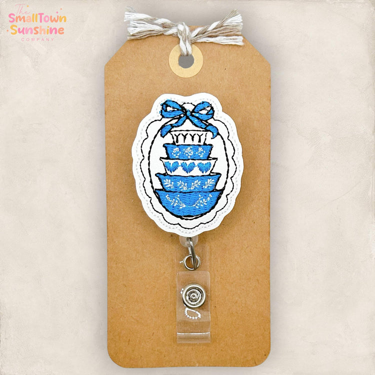 Vintage Bowls Cameo Retractable Badge Reel: ID Holder, Name Tag, Swappable Topper, Coworker Gift, Lanyard, MRI Safe, Heavy Duty Options