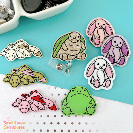 Animal Plushie Retractable Badge Reel Collection: ID Holder, Swappable Topper, Coworker Gift, Name Tag, Lanyard, MRI Safe, Heavy-Duty Option