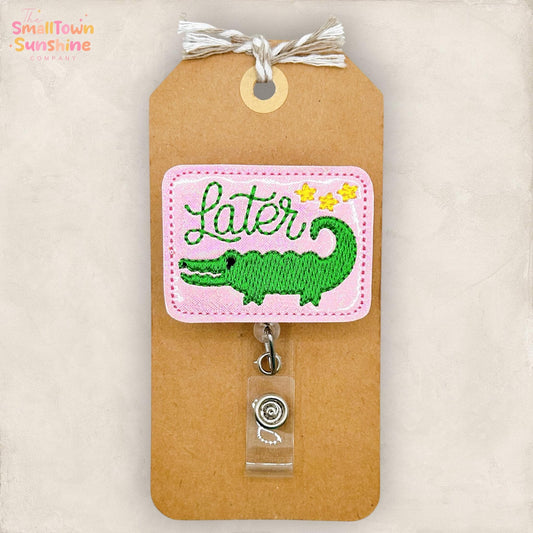 Later Gator Retractable Badge Reel: Alligator ID Holder, Name Tag, Swappable Topper, Coworker Gift, Lanyard, MRI Safe, Heavy Duty Options