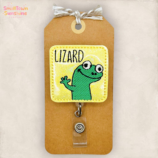 Lizard Retractable Badge Reel: Cute Animal ID Holder, Name Tag, Swappable Topper, Coworker Gift, Lanyard, MRI Safe, Heavy Duty Options