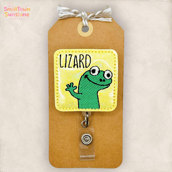Lizard Retractable Badge Reel: Cute Animal ID Holder, Name Tag, Swappable Topper, Coworker Gift, Lanyard, MRI Safe, Heavy Duty Options
