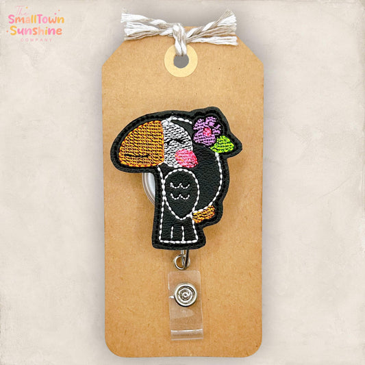 Toucan Retractable Badge Reel: Summer Bird ID Holder, Name Tag, Swappable Topper, Coworker Gift, Lanyard, MRI Safe, Heavy Duty Options