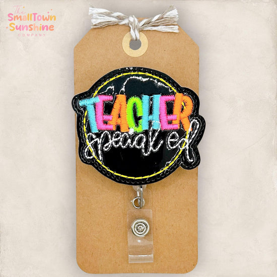 Special Education Retractable Badge Reel: SPED ID Holder, Name Tag, Swappable Topper, Coworker Gift, Lanyard, MRI Safe, Heavy Duty Options