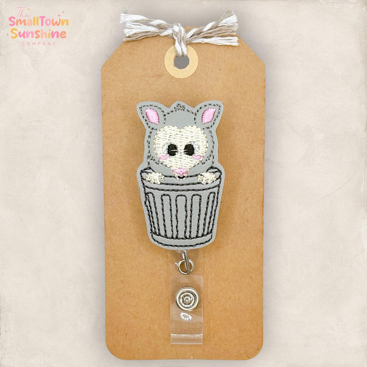 Trash Possum Retractable Badge Reel: Opossum Animal ID Holder, Name Tag, Topper, Coworker Gift, Lanyard, MRI Safe, Heavy Duty Options