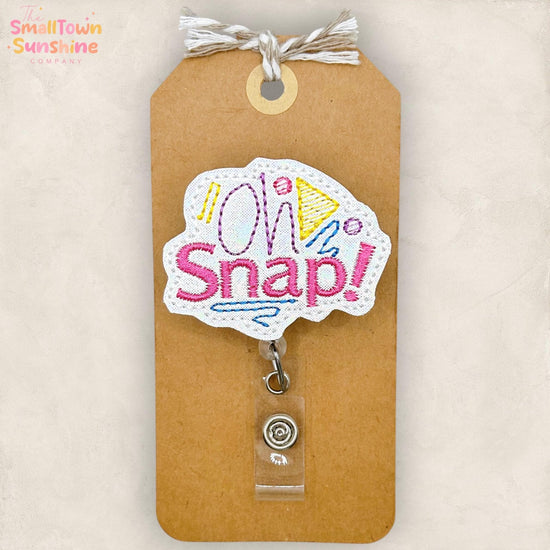 Oh Snap Retractable Badge Reel: Gen X 80s ID Holder, Name Tag, Swappable Topper, Coworker Gift, Lanyard, MRI Safe, Heavy Duty Options