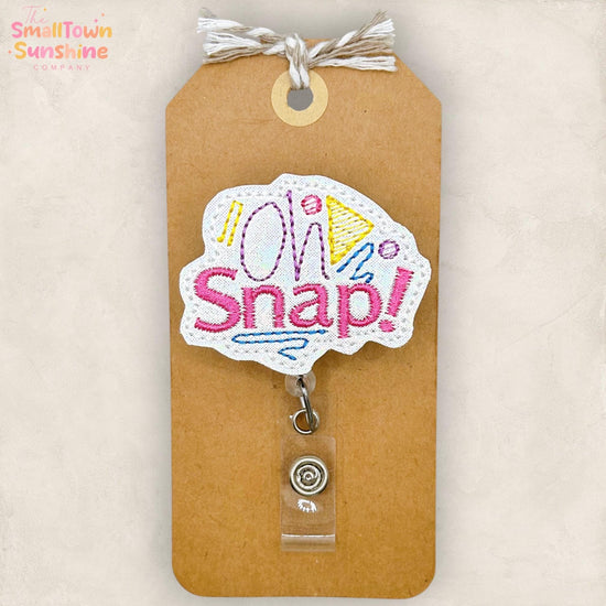 Oh Snap Retractable Badge Reel: Gen X 80s ID Holder, Name Tag, Swappable Topper, Coworker Gift, Lanyard, MRI Safe, Heavy Duty Options
