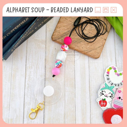 Partially Beaded Lanyard for Removable Badge Toppers, Interchangeable Lanyard, ID Holder for Badge & Keys, Teacher Gift | ALPHABET SOUP