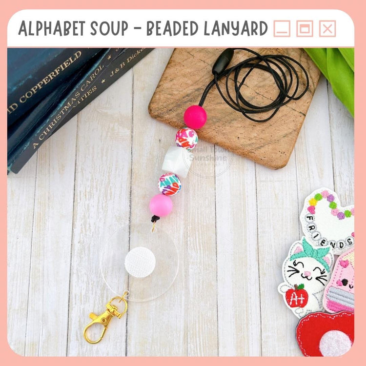 Partially Beaded Lanyard for Removable Badge Toppers, Interchangeable Lanyard, ID Holder for Badge & Keys, Teacher Gift | ALPHABET SOUP