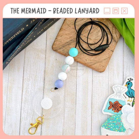 Partially Beaded Lanyard for Removable Badge Toppers, Interchangeable Lanyard, ID Holder for Badge & Keys, Teacher Gift | THE MERMAID