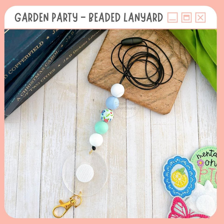 Partially Beaded Lanyard for Removable Badge Toppers, Interchangeable Lanyard, ID Holder for Badge & Keys, Teacher Gift | GARDEN PARTY