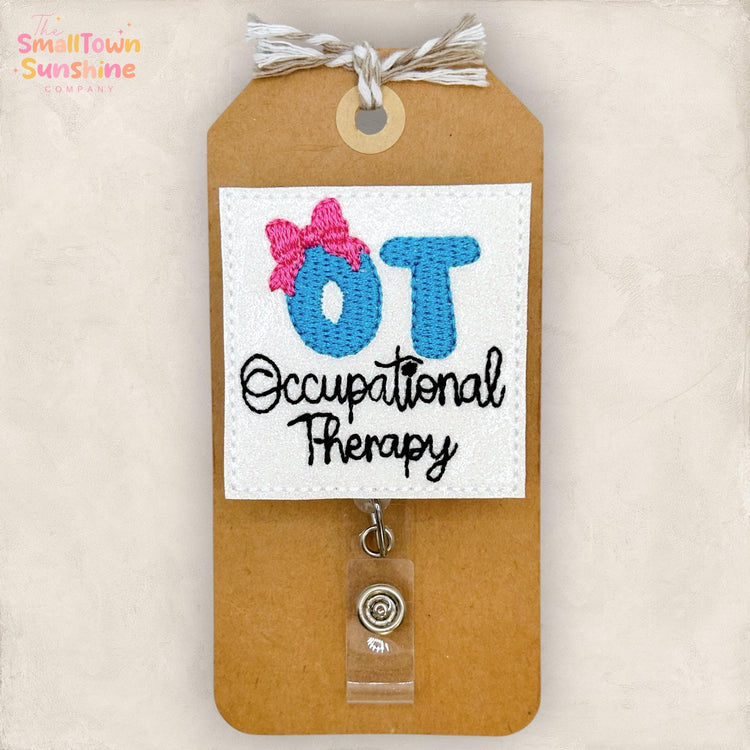 Occupational Therapy Retractable Badge Reel: OT Id Holder, Name Tag, Topper, Coworker Gift, Lanyard, MRI Safe, Heavy Duty Options | GLITTER