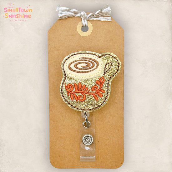 Cafecito Retractable Badge Reel: Cuban Coffee ID Holder, Name Tag, Topper, Coworker Gift, Lanyard, MRI Safe, Heavy Duty Options | GLITTER