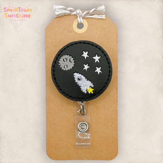 Galaxy Retractable Badge Reel: Space ID Holder, Name Tag, Swappable Topper, Coworker Gift, Teacher Lanyard, MRI Safe, Heavy Duty Options