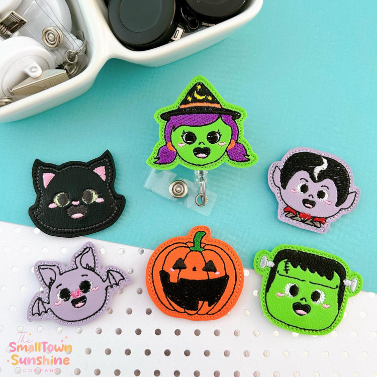 Little Halloween Friends Retractable Badge Reel Collection: ID Holder, Topper, Coworker Gift, Name Tag, Lanyard, MRI Safe, Heavy-Duty Option